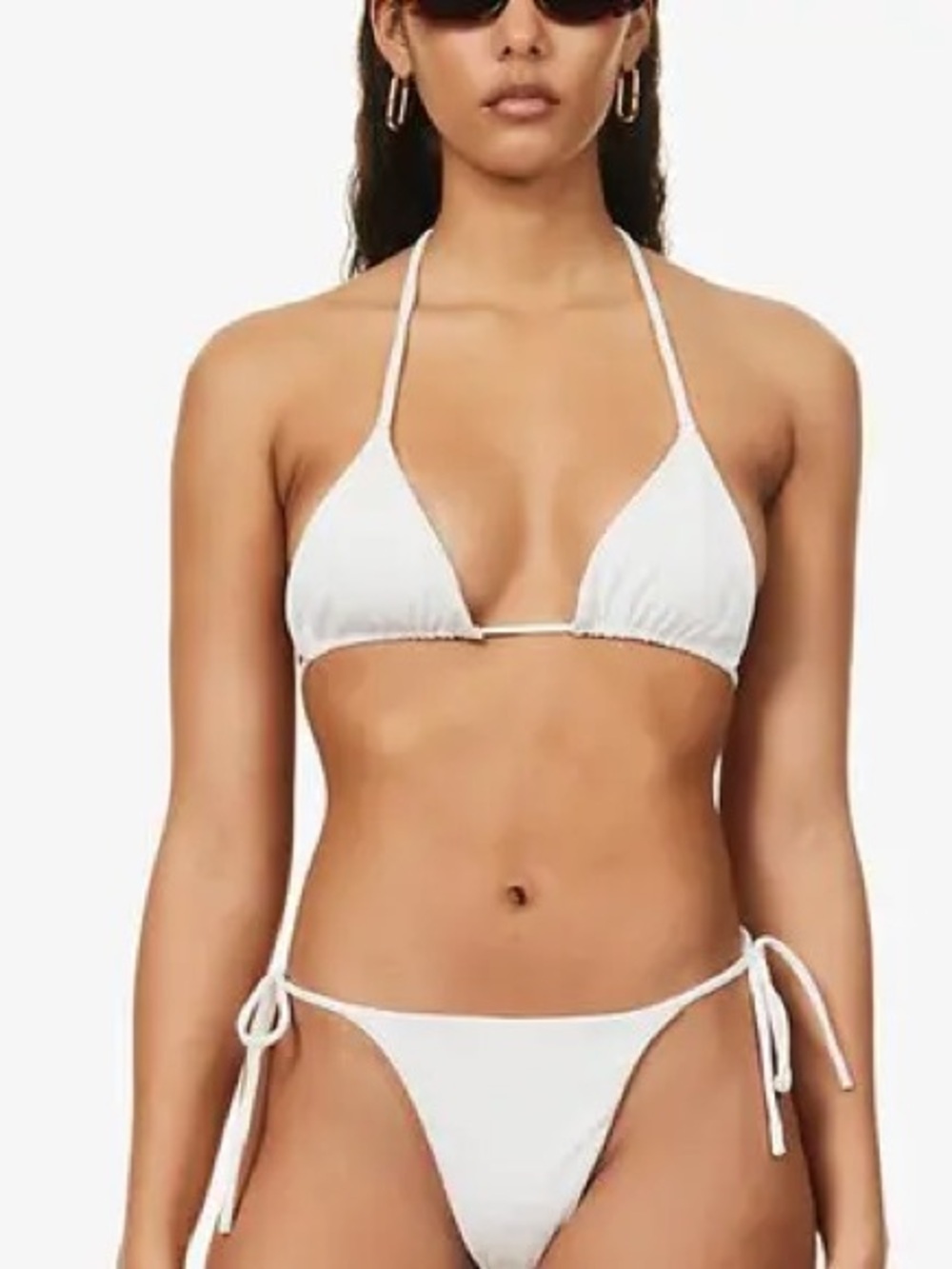 Aexae White Triangle String Bikini Top Y2K Beach Swim Size S